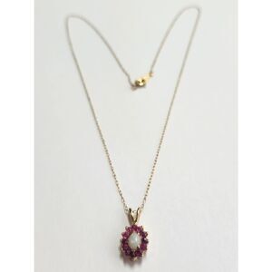 Vintage Ronté Of Hollywood Opal And Ruby Necklace 14K GF Chain